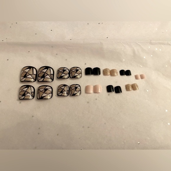 Makeup New Textured Glitter Bling Geometric Pink Black White Gold Glitter Toe Nails Poshmark